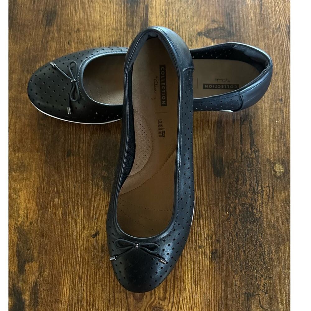 Clarks Women’s Leather Ballet Flats Black, Size 10M - Picture 4 of 13